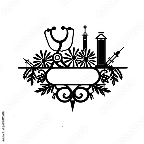 set of decorative medical frame elements