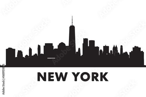 New york city skyline silhouette isolated on white background, capturing the iconic skyscrapers and urban landscape of the famous metropolis