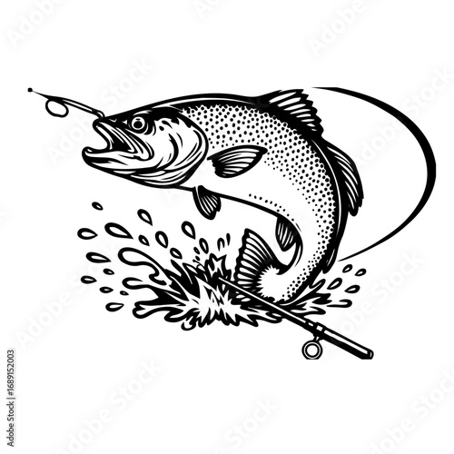 vector illustration of a fishing rod