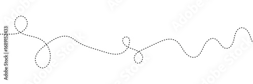 Long dashed hand drawn squiggle, Long squiggle dashed, loopy line vector icon isolated on transparent background in eps 10.