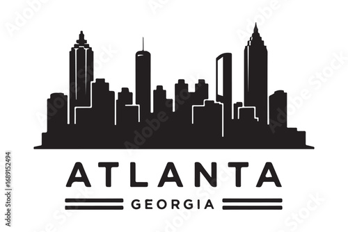 Atlanta georgia skyline isolated on white background depicts the citys iconic buildings and architectural design, representing its urban landscape and business center