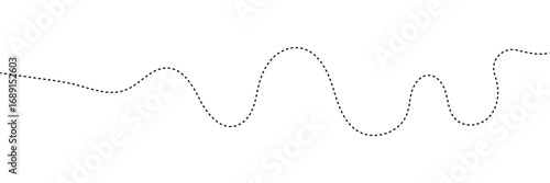 Hand drawn curve dotted line, Spiral dotted line hand drawn, Dotted lines path on white background. Travel dotted line trip dashed trace destination track plan and silhouette travelling symbol in eps.