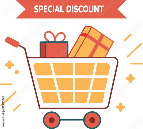 Black Friday Shopping Cart for discount and offer concept design. Vector illustration for advertisement design