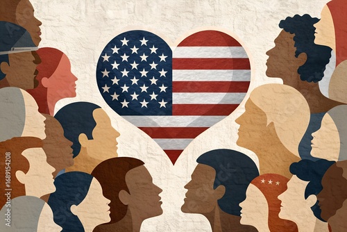 Diverse people united by love for america