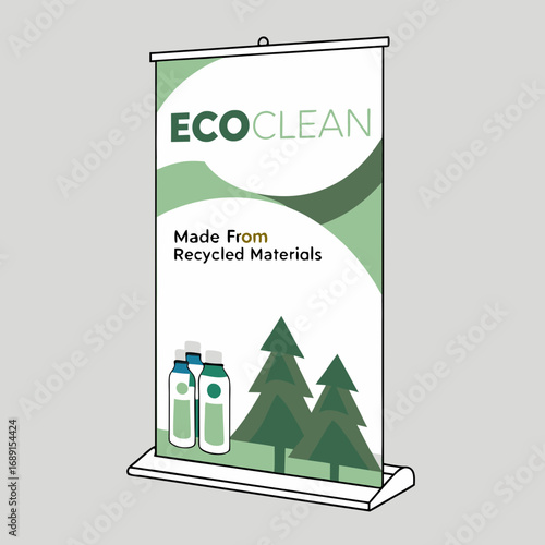 Eco-Friendly Retractable Banner Stand with Green Design