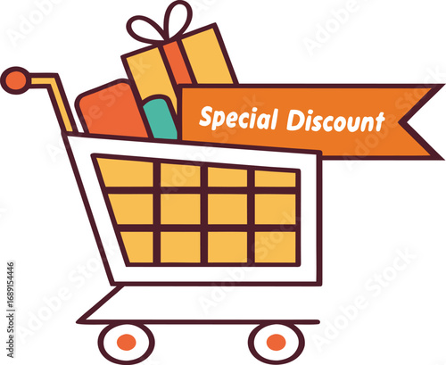 Black Friday Shopping Cart for discount and offer concept design. Vector illustration for advertisement design