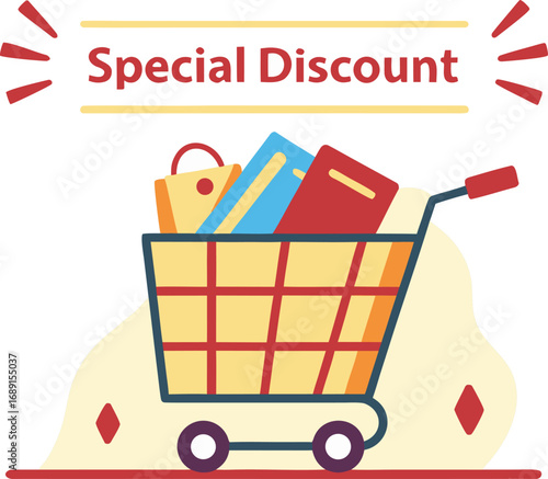 Black Friday Shopping Cart for discount and offer concept design. Vector illustration for advertisement design