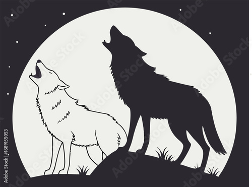 wolf howling at night