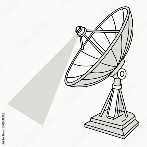 Grayscale Illustration of a Satellite Dish Receiving a Signal