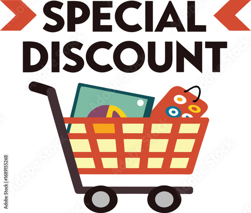 Black Friday Shopping Cart for discount and offer concept design. Vector illustration for advertisement design