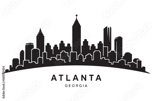 The atlanta georgia skyline in silhouette, isolated on white background the citys iconic buildings and landmarks create a recognizable and striking cityscape