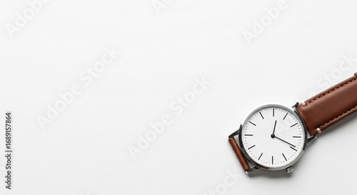 Wallpaper Mural Minimalist Watch on White Background Timepiece for Business or Lifestyle. Wristwatch accessory for professionals or punctual individuals. Torontodigital.ca