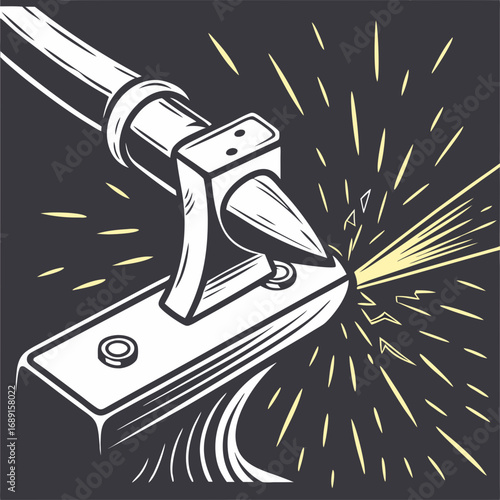 Metal Forging Anvil with Sparks Illustration
