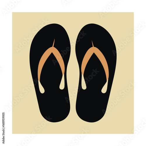 Pair of black flip-flops on a light background Keywords: flip-flops, sandals, footwear, shoes