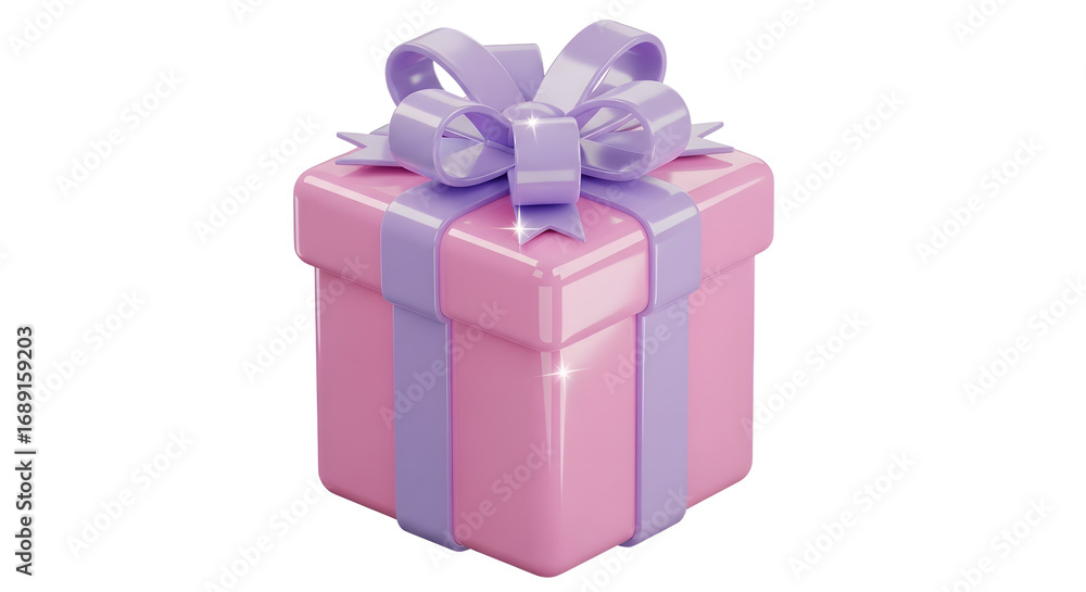 Obraz premium Pink Gift Box with Purple Ribbon
