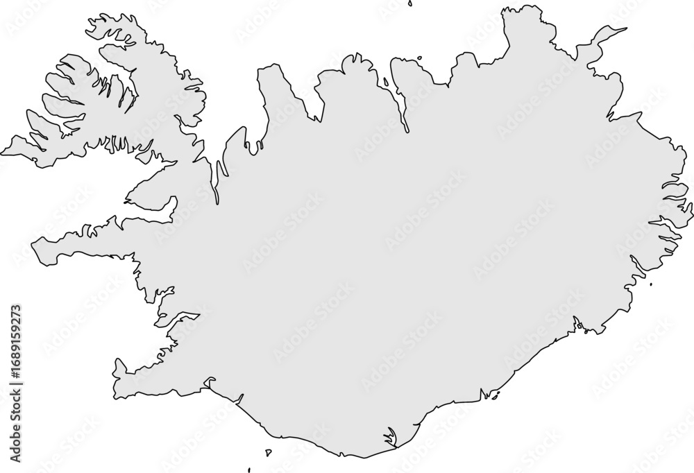 Fototapeta premium A clean, minimalist, and blank outline map of Iceland in a grayscale color. Ideal for professional presentations, reports, or as a simple yet elegant graphic element.