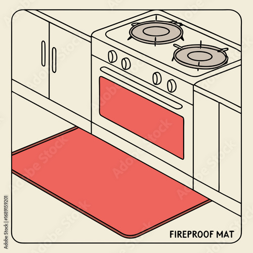 Red Fireproof Mat for Kitchen Stovetop Safety