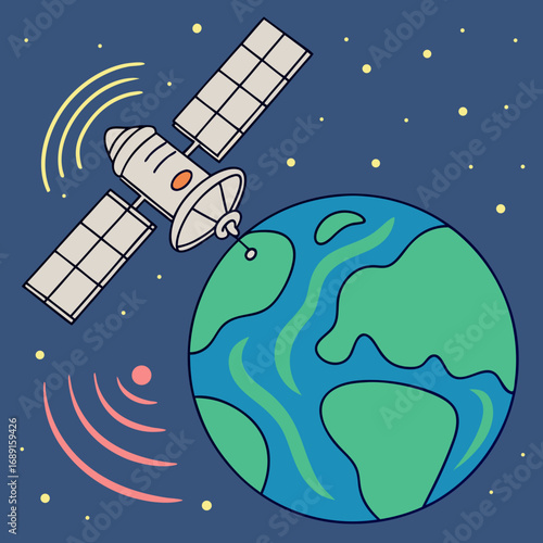 Satellite Orbiting Earth Illustration