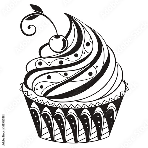 Abstract swirling frosting design with a playful organic feel suitable for dessert or bakery themes