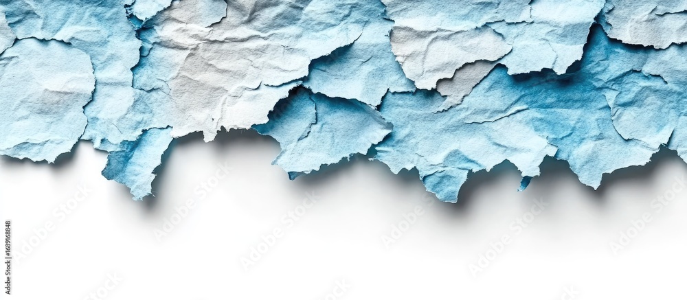 Naklejka premium Frigid Layers of Torn Blue Paper Creating a Textured, Icy Border
