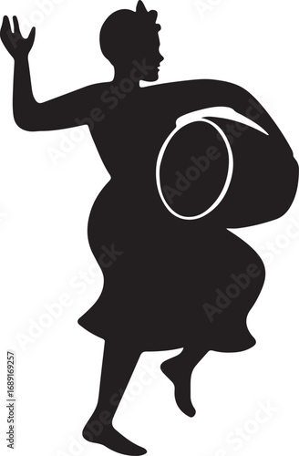 Silhouette of folkloric drum dance, energetic vector capturing drummers, dancers, and rhythm.