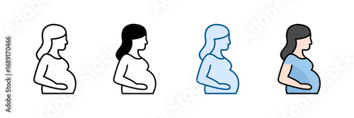 Pregnant Icon Set Multiple Style Collection