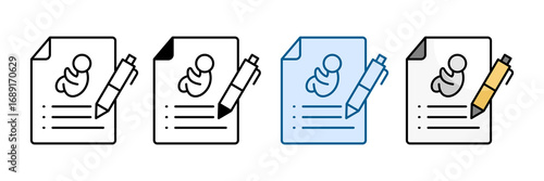 Baby Names List Icon Set Multiple Style Collection