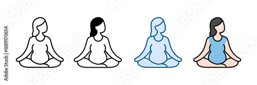 Prenatal Yoga Icon Set Multiple Style Collection