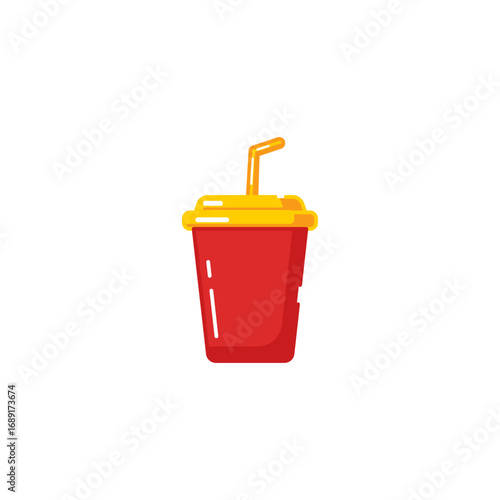 Icon Fast Food Cup Soda Drink Fill Color Vector Isolated Design Cartoon