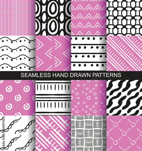 A set of abstract patterns.Hand drawn vector illustration.