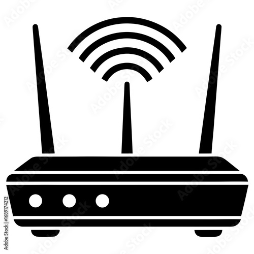 vector silhouette of a wireless router with signals