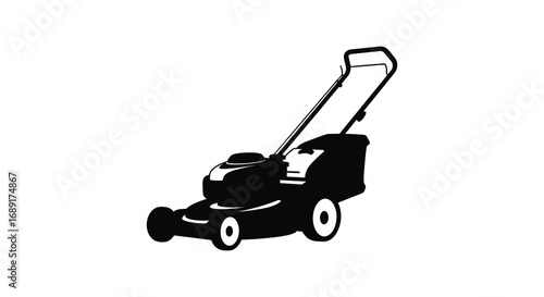 a simple black and white illustration of a lawn mower