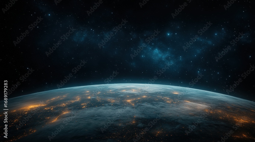 Obraz premium view of the earth from space at night