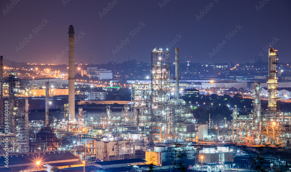Obraz premium Oil and Gas Industrial zone,The equipment of oil refining,Close-up of industrial pipelines of an oil-refinery plant,Detail of oil pipeline with valves in large oil refinery.