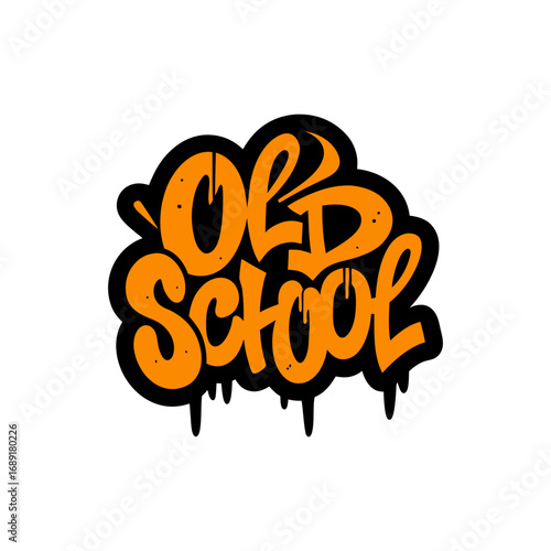 Orange old school graffiti style typography isolated on transparent background