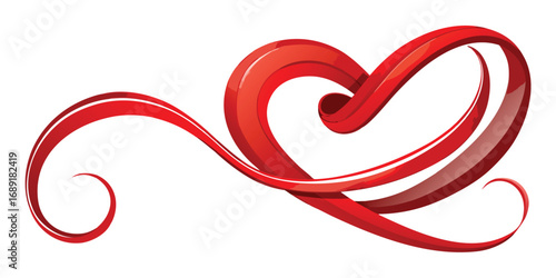 Vibrant Red Three Dimensional Design with CMYK Colors and Vector Graphics