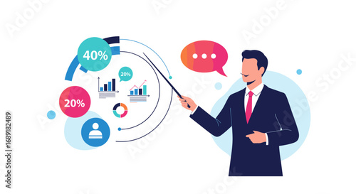 Business analyst presenting data insights and performance metrics for strategic decision making