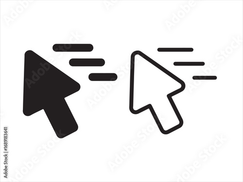 Cursor moving fast isolated on white background in two different versions