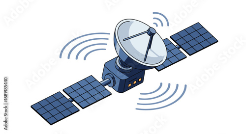 Advanced satellite transmitting signals into space for global communication and data relay