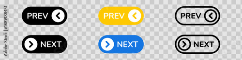 Previous and Next navigation buttons. Prev, next. Web page button for move to the next and previous item. Web buttons with arrow for web site and user interface . Web design elements