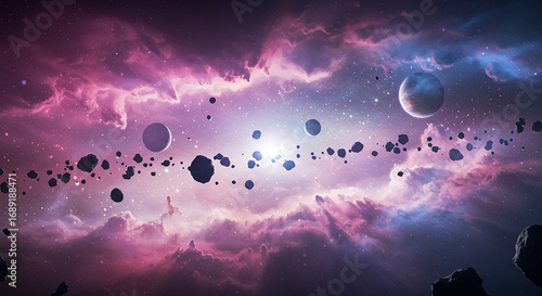 Red and blue planet in space
