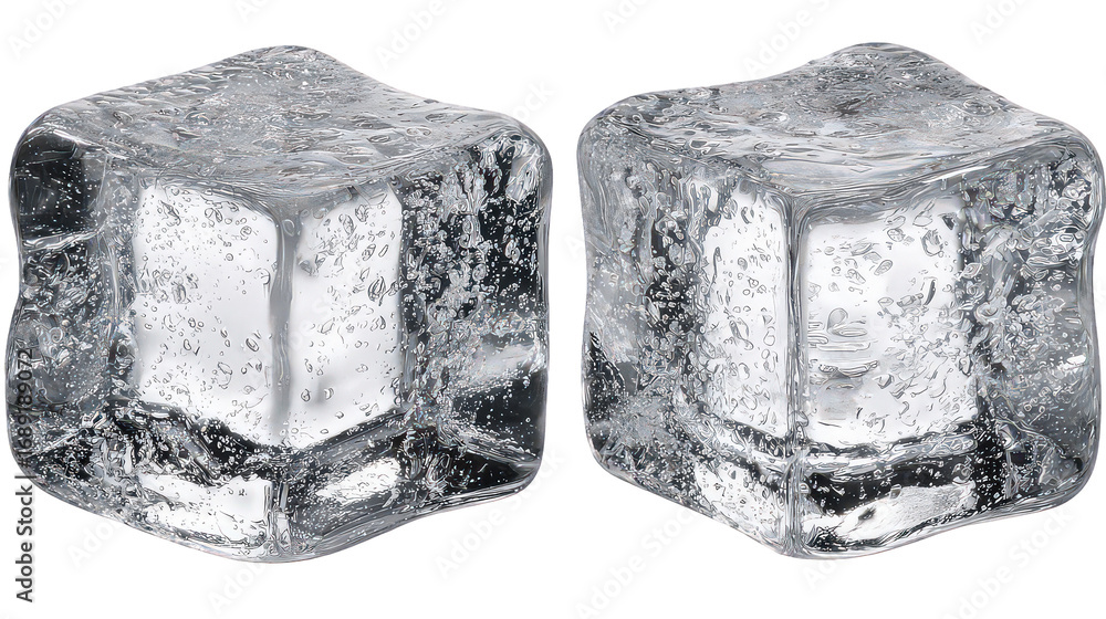 Obraz premium Two Transparent Ice Cubes on Transparent Background