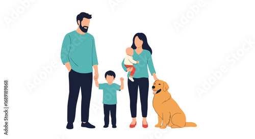 Joyful family with children and loyal dog embracing life's precious moments together