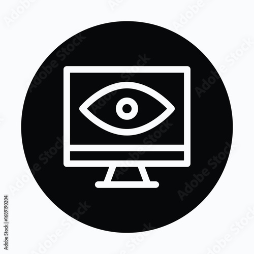 SEO Website Visibility Eye Isolated Vector Circular Style Icon