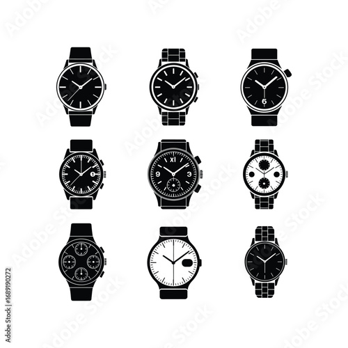 Collection of diverse watch faces showcasing various designs and styles including classic and modern timepieces