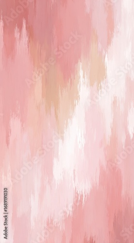 Soft, dreamy abstract art with brushstroke texture in pale pink, rose, tan, and white hues, evokes a sense of gentle calmness and serene beauty