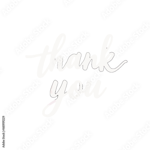 Vector art of handwritten thank you text in a delicate, elegant script, isolated on a clean transparent background, conveying gratitude and appreciation