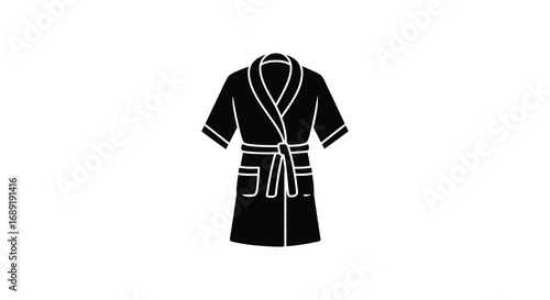 a simple black silhouette of a bathrobe with visible details