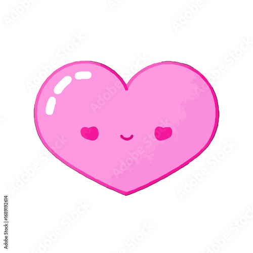 Vector art of cute pink heart with a happy face