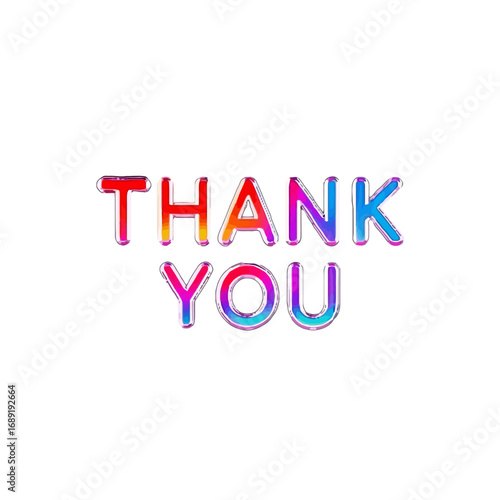 Vector art of colorful gradient text saying thank you, perfect for expressing gratitude and appreciation in various designs